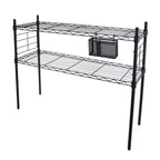 Étagère 2 tablettes en acier – Petite, cadre noir, 71 cm H x 91 cm L