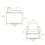 Fauteuil d'appoint pivotant à 360° – Fauteuil de salon carré rembourré de 78 cm pour le salon