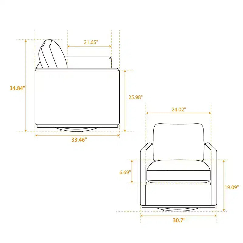 360° Swivel Accent Chair – 30.7" Square Upholstered Lounge Armchair for Living Room