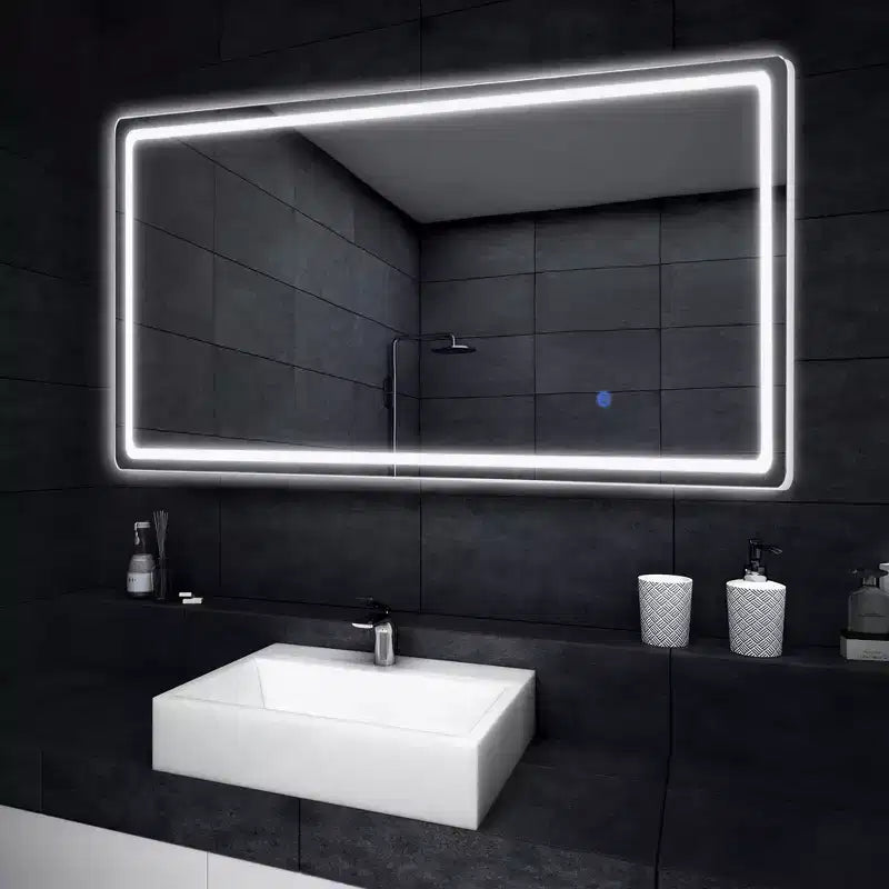 63x20 LED Rectangle Floor Mirror with Stand, HD Full-length Mirror with Aluminum Alloy Frame and 3 Color Temperature, Silver