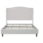 Lit plateforme Queen Size capitonné avec tête de lit à oreilles – Chenille de qualité supérieure, Design minimaliste, Crème