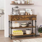 Console étroite avec étagères de rangement, Petite table d'entrée pour vestibule, Tables console avec 2 tiroirs, pour salon, couloir