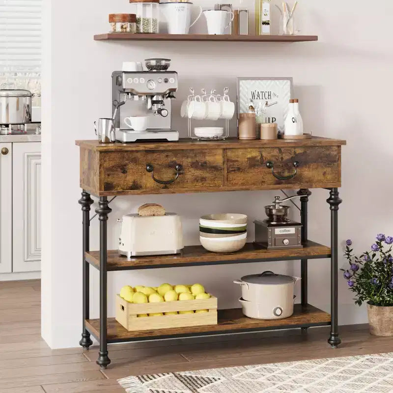 Narrow Sofa Table with Storage Shelves ,Small Entryway Table for Entryway,Console Tables with 2 Drawers, for Living Room, Hallway