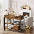 Console étroite avec étagères de rangement, Petite table d'entrée pour vestibule, Tables console avec 2 tiroirs, pour salon, couloir