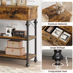 Console étroite avec étagères de rangement, Petite table d'entrée pour vestibule, Tables console avec 2 tiroirs, pour salon, couloir