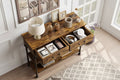 Console étroite avec étagères de rangement, Petite table d'entrée pour vestibule, Tables console avec 2 tiroirs, pour salon, couloir