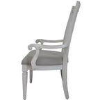Lot de 2 chaises de salle à manger avec accoudoirs, dossier ouvert, en lin rembourré gris clair et bois massif