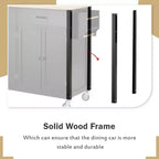 Îlot de Cuisine avec Dessus de Table en Bois et Roues Verrouillables – 4 Portes, 2 Tiroirs, Porte-Serviettes et Étagère à Épices