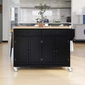 Kitchen Island with Wooden Tabletop & Lockable Wheels – 4 Doors, 2 Drawers, Towel & Spice Rack