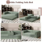 Canapé-lit pliable en velours côtelé, matelas pliant avec cadre à forme fixe, futon 3 places dépliable king size pour la maison et le bureau