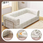 Canapé-lit pliable en velours côtelé, matelas pliant avec cadre à forme fixe, futon 3 places dépliable king size pour la maison et le bureau