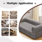Canapé-lit pliable en velours côtelé, matelas pliant avec cadre à forme fixe, futon 3 places dépliable king size pour la maison et le bureau