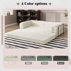 Canapé-lit pliable en velours côtelé, matelas pliant avec cadre à forme fixe, futon 3 places dépliable king size pour la maison et le bureau