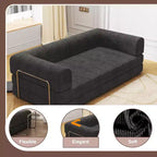 Canapé-lit pliable en velours côtelé, matelas pliant avec cadre à forme fixe, futon 3 places dépliable king size pour la maison et le bureau