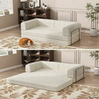 Convertible Corduroy Sleeper Sofa Bed,Folding Mattress Couch with Fixed-Shape Frame, 3 Seater Fold Out King Size Futon for Home Office