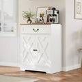 Kitchen Storage Cabinet,Farmhouse Sideboard Buffet Cabinet with Drawer & Adjustable Shelves, Dining Room Coffee Bar Organizer, White