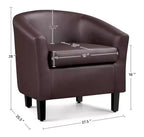 Fauteuil club avec accoudoirs incurvés et dossier enveloppant – Chaise d'appoint pour salon et chambre à coucher