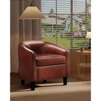 Fauteuil club avec accoudoirs incurvés et dossier enveloppant – Chaise d'appoint pour salon et chambre à coucher