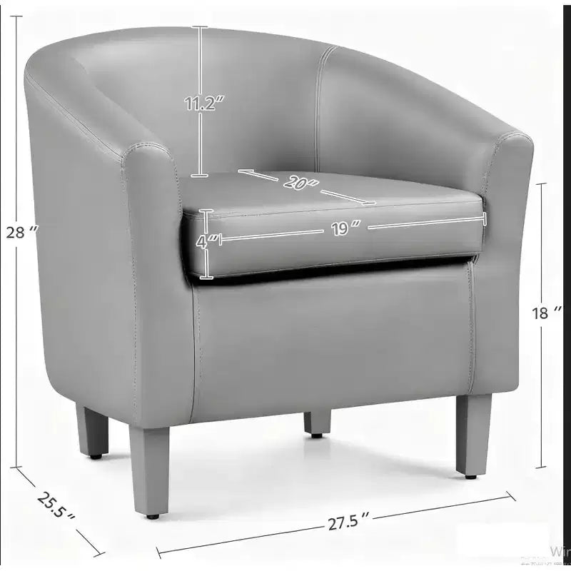 Barrel Chair with Curved Armrests & Wraparound Backrest – Accent Chair for Living Room & Bedroom