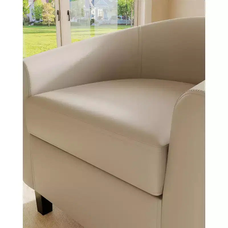 Barrel Chair with Curved Armrests & Wraparound Backrest – Accent Chair for Living Room & Bedroom