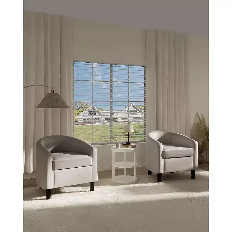 Barrel Chair with Curved Armrests & Wraparound Backrest – Accent Chair for Living Room & Bedroom