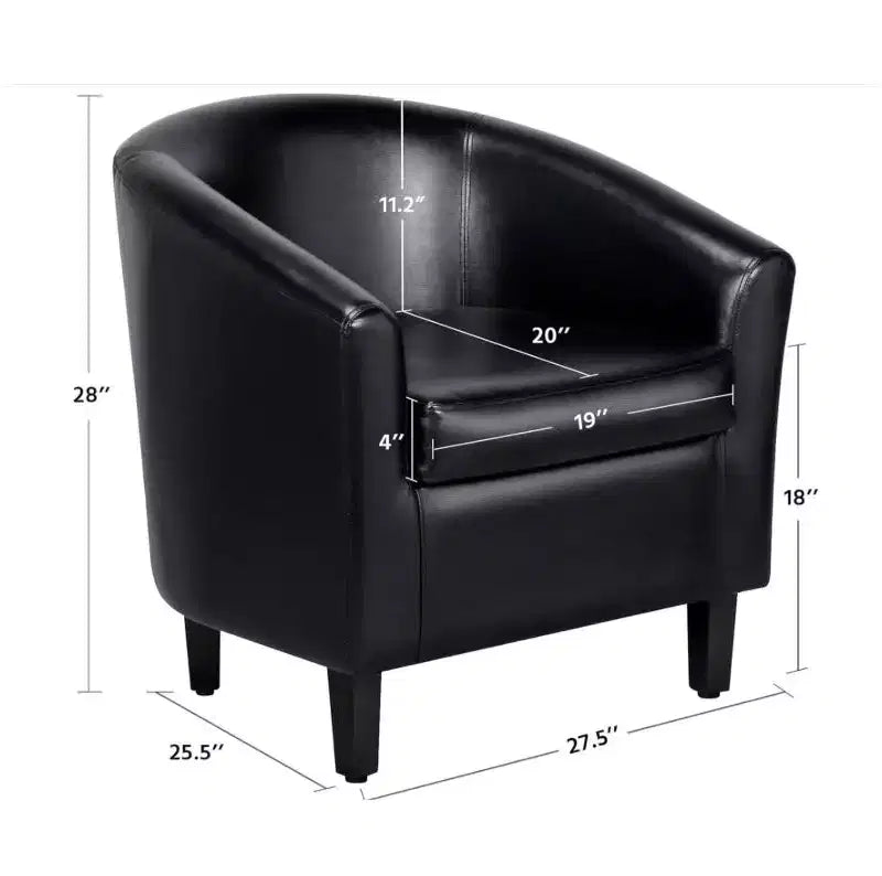 Barrel Chair with Curved Armrests & Wraparound Backrest – Accent Chair for Living Room & Bedroom
