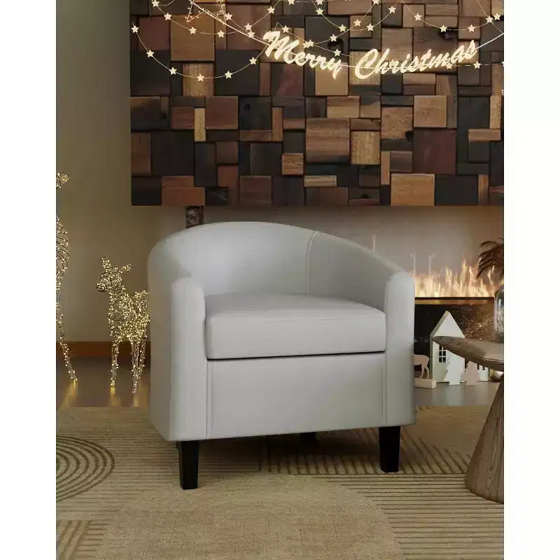 Barrel Chair with Curved Armrests & Wraparound Backrest – Accent Chair for Living Room & Bedroom