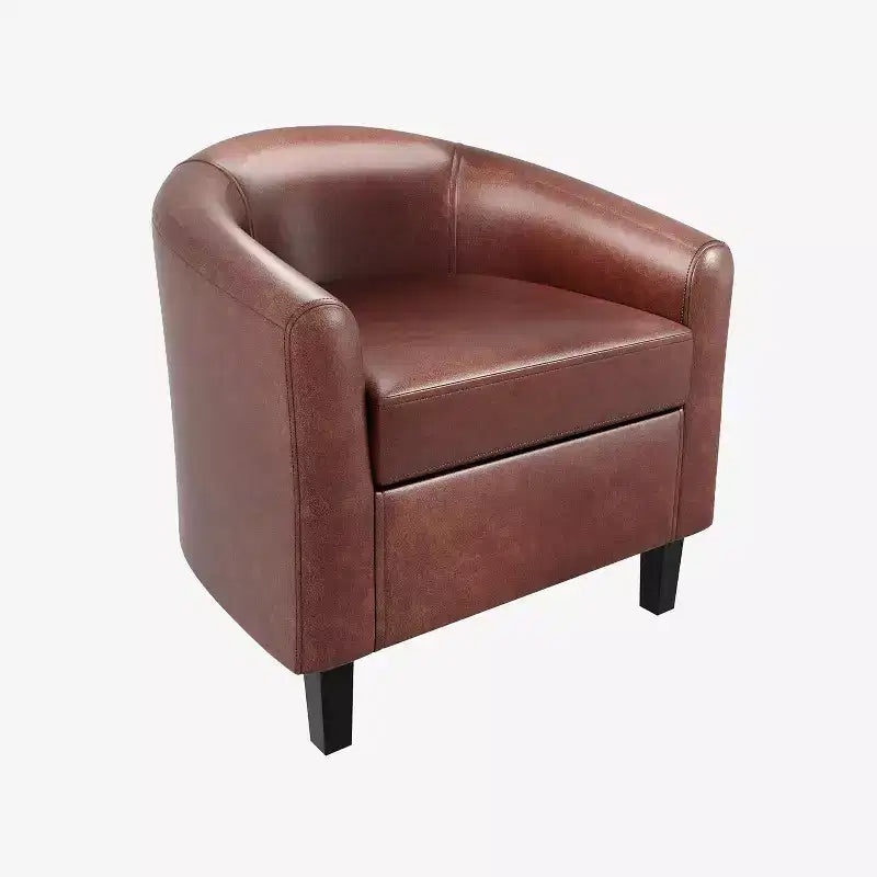 Barrel Chair with Curved Armrests & Wraparound Backrest – Accent Chair for Living Room & Bedroom