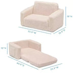 Fauteuil convertible 2-en-1 pour enfants en peluche – Siège dépliable confortable pour enfants