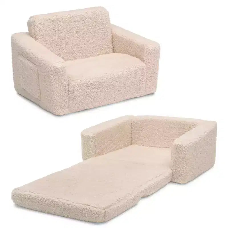 Kids Plush 2-in-1 Convertible Chair to Lounger – Cozy Flip-Out Seat for Children