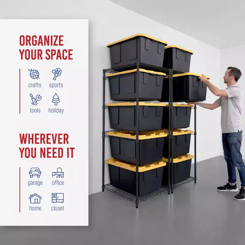 27 Gallon Storage Bin Rack – 2 Pack, Freestanding Garage & Basement Organizer