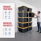 Étagère de rangement pour bacs de 102 litres – Lot de 2, Organisateur autonome pour garage et sous-sol