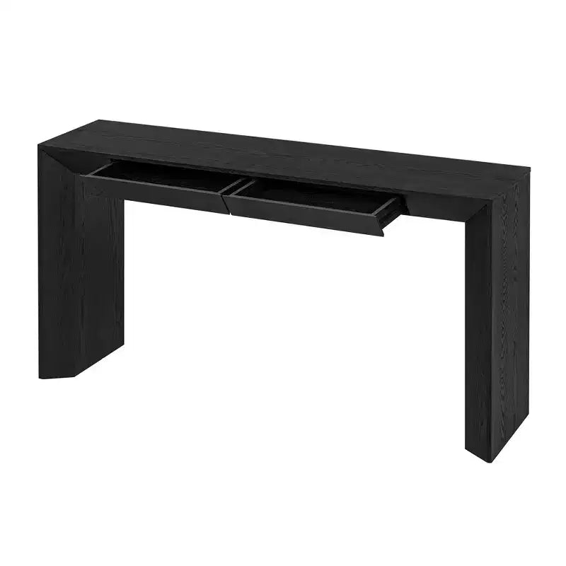 Wood Console Table with Drawers, Entryway Table Thickened Legs, Minimalist Hallway Table with Storage