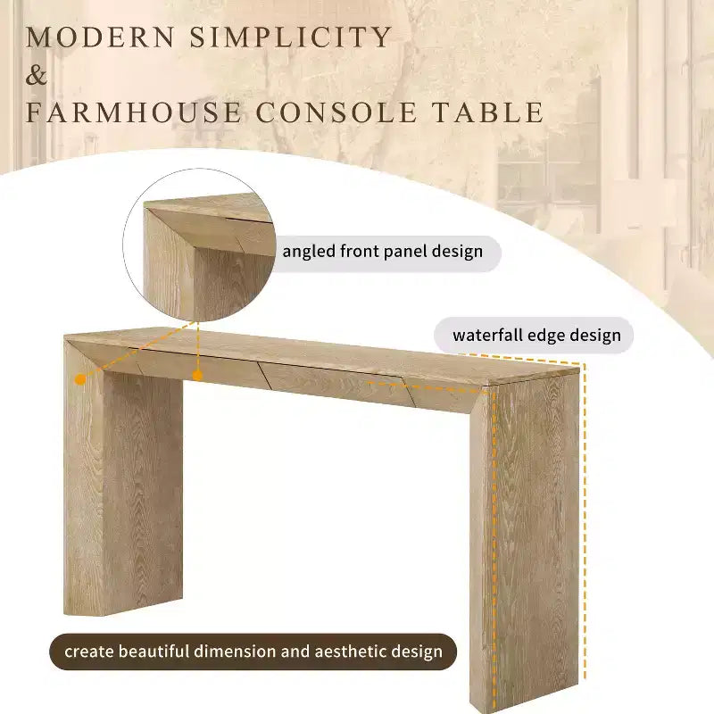 Wood Console Table with Drawers, Entryway Table Thickened Legs, Minimalist Hallway Table with Storage