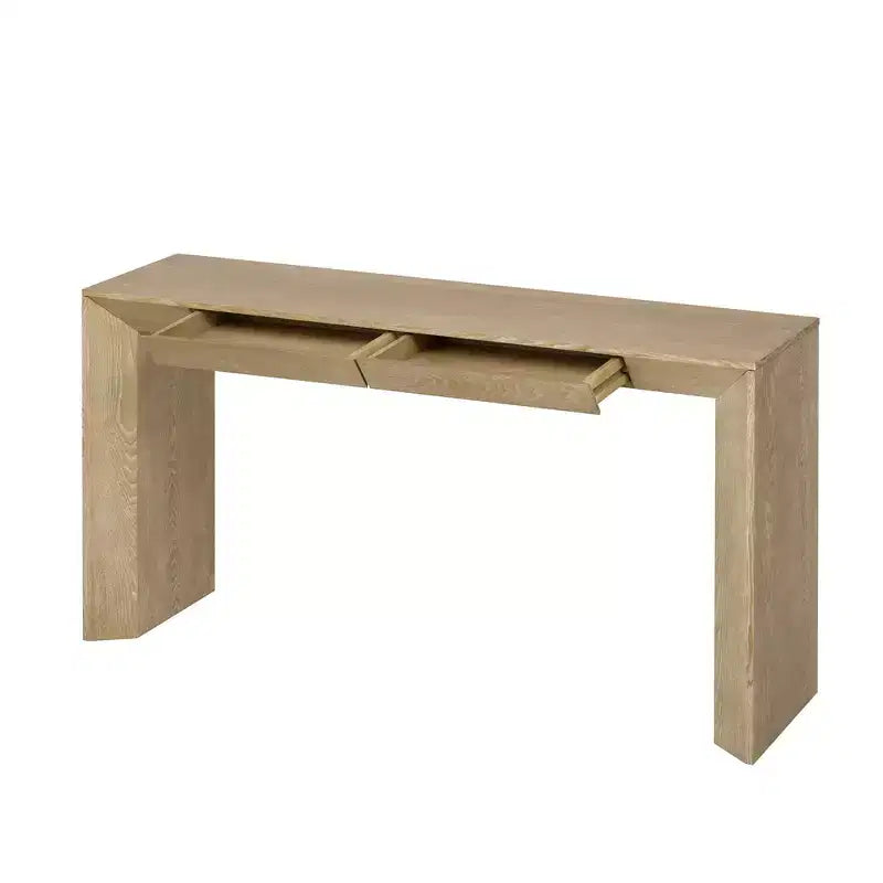 Wood Console Table with Drawers, Entryway Table Thickened Legs, Minimalist Hallway Table with Storage