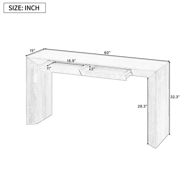 Wood Console Table with Drawers, Entryway Table Thickened Legs, Minimalist Hallway Table with Storage
