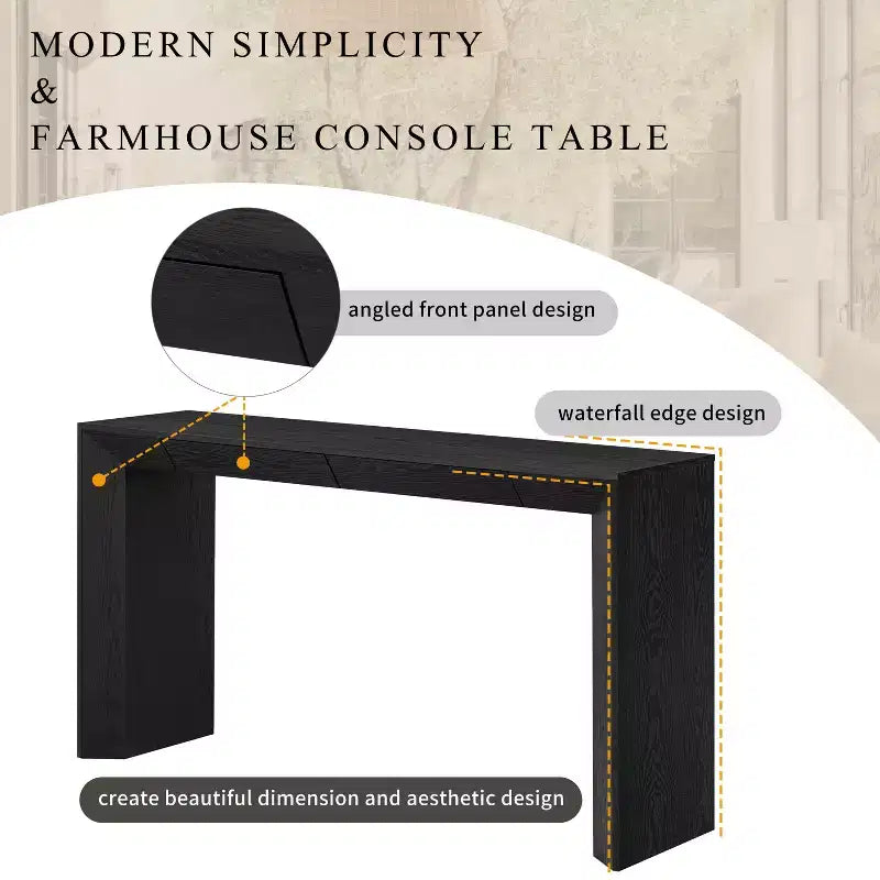 Wood Console Table with Drawers, Entryway Table Thickened Legs, Minimalist Hallway Table with Storage