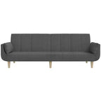 Canapé convertible 2 places avec deux oreillers – Tissu noir, canapé-lit d'appoint convertible