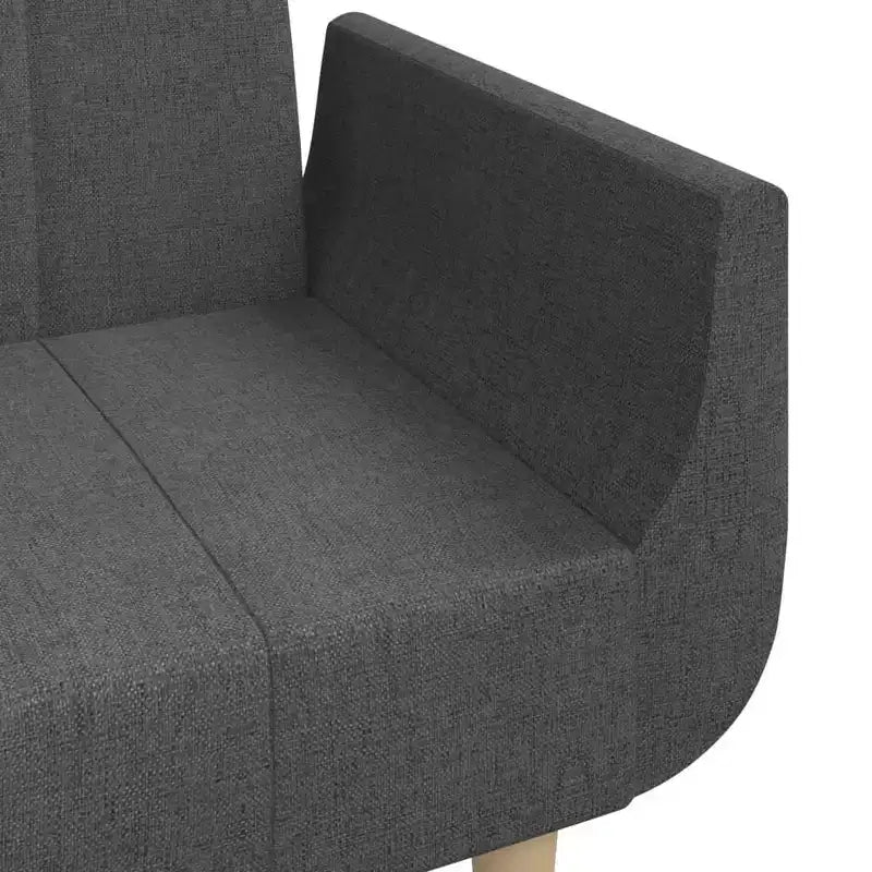 2-Seater Sofa Bed with Two Pillows – Black Fabric, Convertible Guest Sleeper Sofa