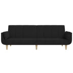 Canapé convertible 2 places avec deux oreillers – Tissu noir, canapé-lit d'appoint convertible