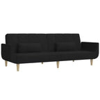 Canapé convertible 2 places avec deux oreillers – Tissu noir, canapé-lit d'appoint convertible