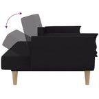Canapé convertible 2 places avec deux oreillers – Tissu noir, canapé-lit d'appoint convertible