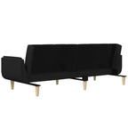Canapé convertible 2 places avec deux oreillers – Tissu noir, canapé-lit d'appoint convertible