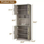 Garde-manger de cuisine en rotin, armoire de rangement de style ferme avec portes en rotin et étagères ouvertes pour salon, cuisine