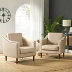 Fauteuil en cuir végétalien avec pieds en bois massif – Chaise d'appoint moderne