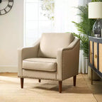 Fauteuil en cuir végétalien avec pieds en bois massif – Chaise d'appoint moderne