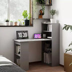 Bureau d'ordinateur avec étagères de rangement à 6 niveaux – Poste de travail avec étagère pour le bureau à domicile