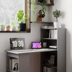 Bureau d'ordinateur avec étagères de rangement à 6 niveaux – Poste de travail avec étagère pour le bureau à domicile