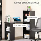 Bureau d'ordinateur avec étagères de rangement à 6 niveaux – Poste de travail avec étagère pour le bureau à domicile