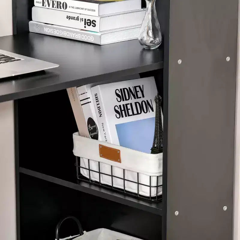 Computer Desk with 6-Tier Storage Shelves – Writing Desk Workstation with Bookshelf for Home Office